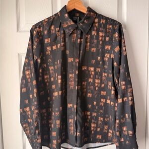 ICÔNE Black and Brown Printed Collared Shirt